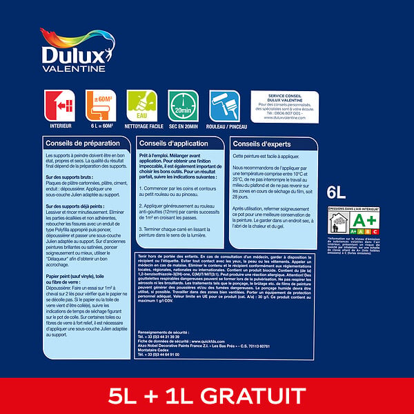 DULUX VALENTINE - Peinture plafond mat - Dulux Valentine - Blanc - 6 L - large