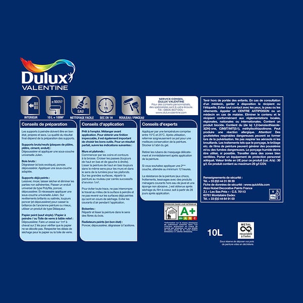 DULUX VALENTINE - Peinture Le Blanc Finition Parfaite Dulux Valentine Velours 10L - large