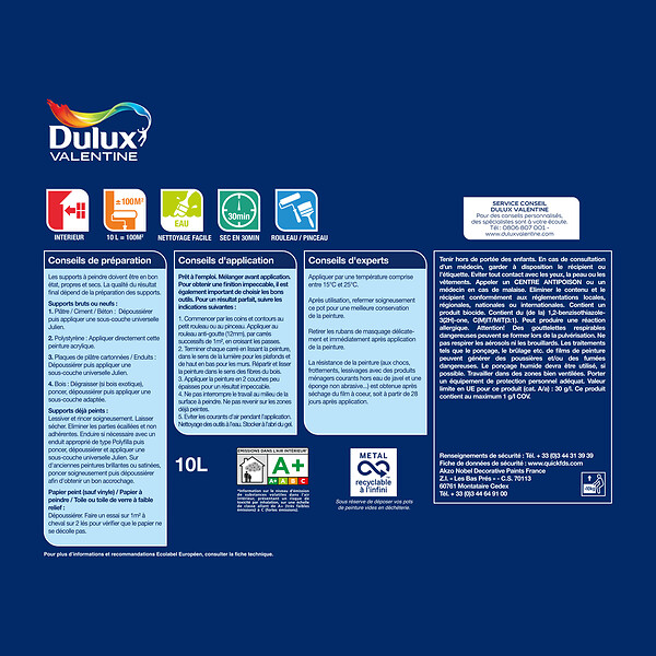 DULUX VALENTINE - Peinture Le Blanc Facile - Blanc - 10L - large