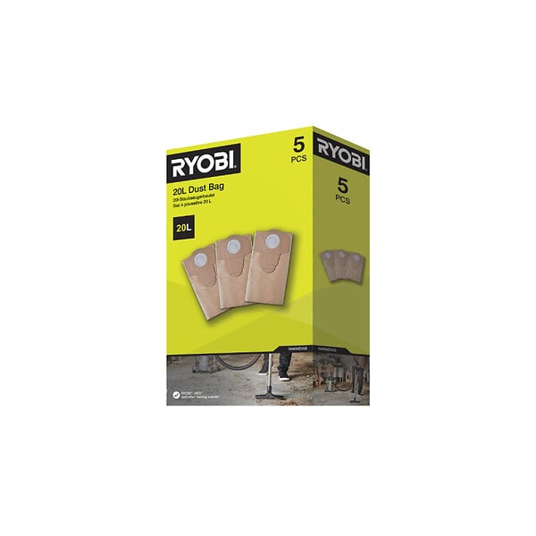 RYOBI - Lot de 5 sacs poussière RYOBI - 20 L - RAKWDV05 - large