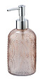WENKO - Distributeur de savon en verre Vetro rond - Rose - 19cm - vignette