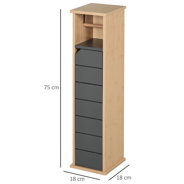 HOMCOM - Support papier toilette - porte-papier toilette - armoire pour papier toilette - 2 niveaux + sortie papier MDF gris bambou - large