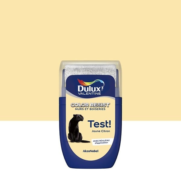 DULUX VALENTINE - Testeur Dulux Valentine Color Resist Mur Boiserie Jaune Citron 0,03L - large