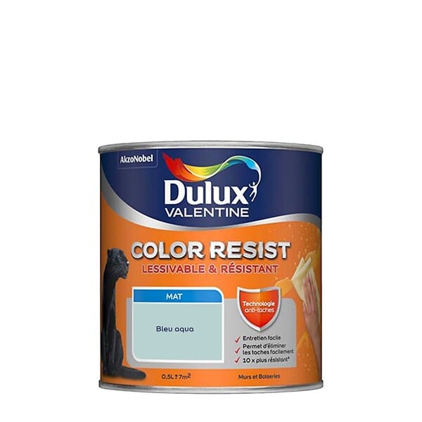 DULUX - Peinture Color Resist - Bleu Aqua - Mur et boiserie - 0,5L - large