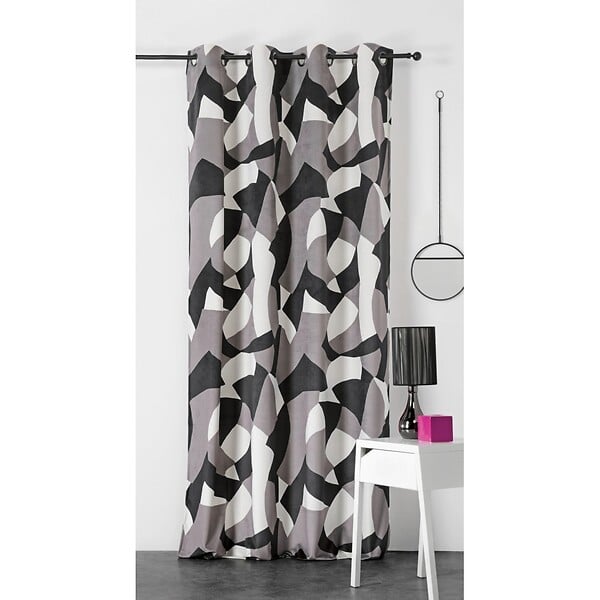 LINDER - Rideau oeillet Camo - Noir et gris anthracite - 145x240cm - large