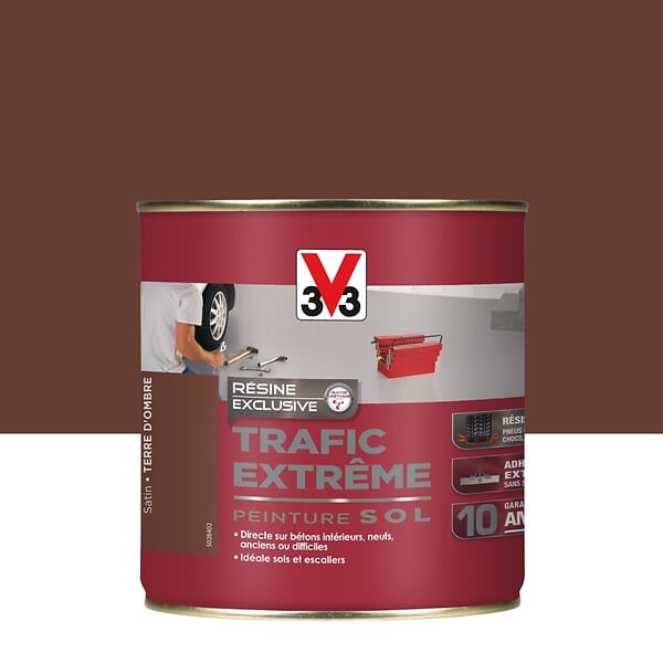 V33 PEINTURE - Peinture sol Trafic Extrême satin Terre d'ombre 0,5L - large