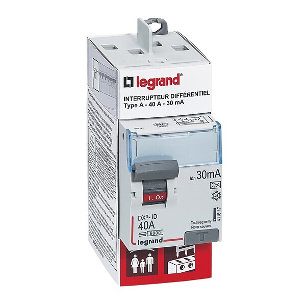 LEGRAND - Interrupteur différentiel bipolaire DX3 de type A 30mA - 40A - large