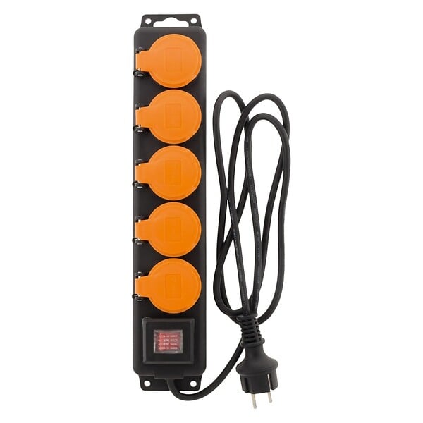 ZENITECH - Bloc prises étanche 5x 16A IP44 + interrupteur - Noir - large