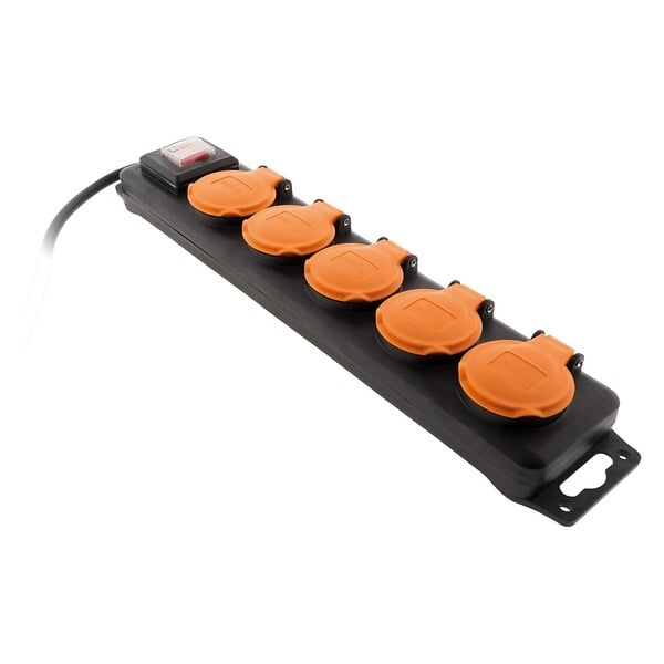 ZENITECH - Bloc prises étanche 5x 16A IP44 + interrupteur - Noir - large