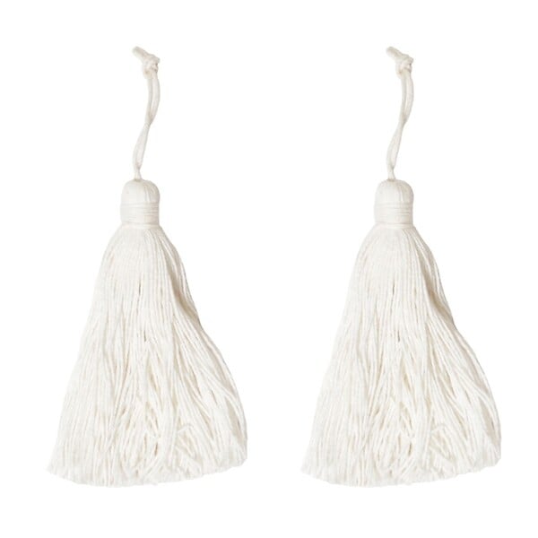 VCREATIONS - Glands de clé décoratifs en coton - Ecru - Lot de 2 - large