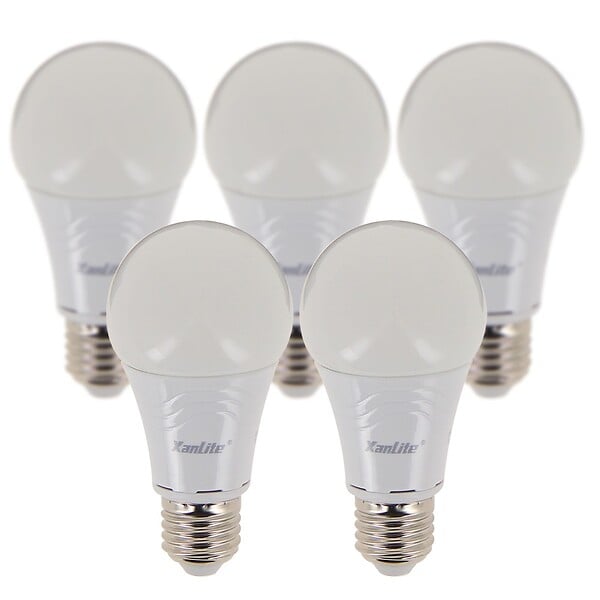 XANLITE - Lot de 5 ampoules LED A60 opaques, culot E27, équivalent 75W, 1055 lm, blanc neutre, 4000K, faible consommation, éclairage puissant pièces de travail - large