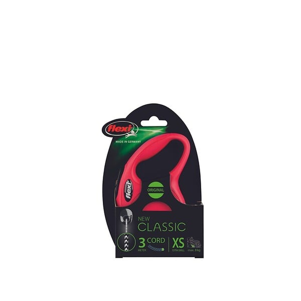 FLEXI - Laisse rétractable pour chat - Rouge - 3 m - large