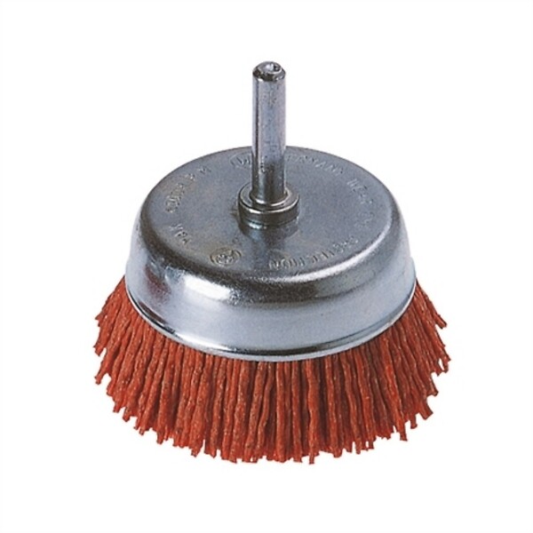 WOLFCRAFT - Brosse en coupelle nylon rouge - Queue hexagonale 6,35mm - large