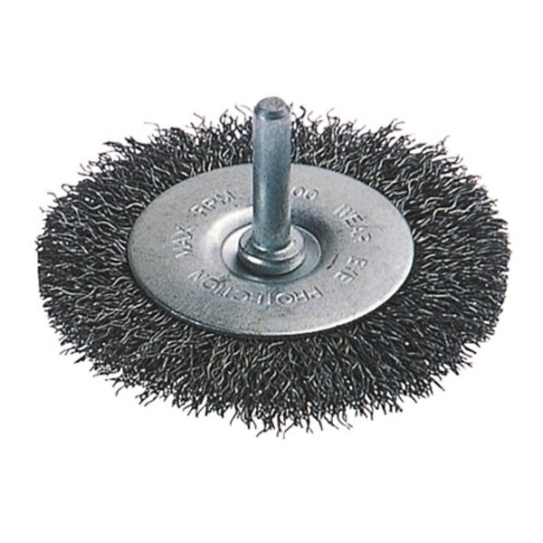 WOLFCRAFT - Brosse métal circulaire fil acier - Queue hex 6,35mm - large