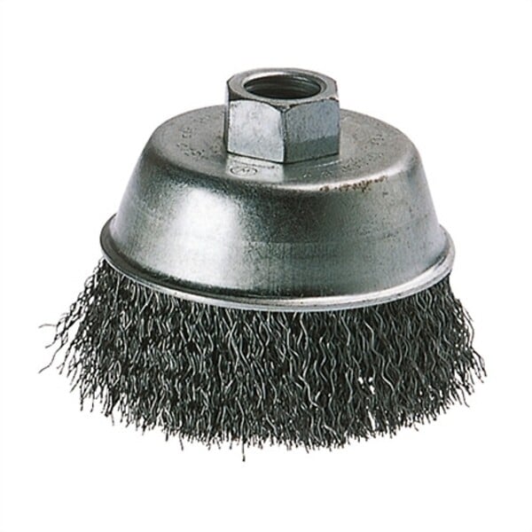 WOLFCRAFT - Brosse métallique boisseau - Acier - D100mm filetage M14 - large