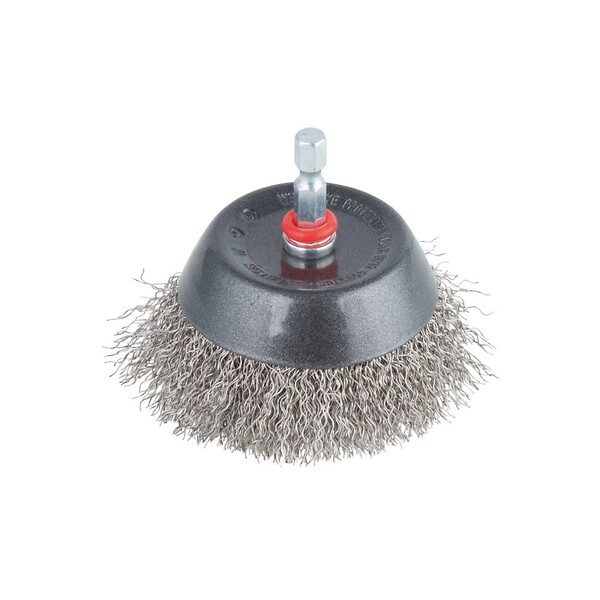 WOLFCRAFT - Brosse à décaper inox - Queue hexagonale 6,35mm - 75mm - large