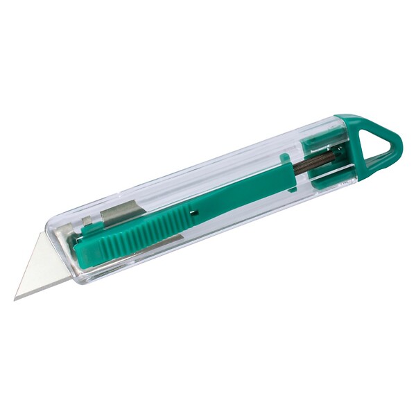 WOLFCRAFT - Couteau sécurité lame trapèze plastique - rétraction auto - large