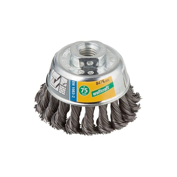 WOLFCRAFT - 1 Brosse métal soucoupe torsade M14  diamétre 75mm vrac DP - large