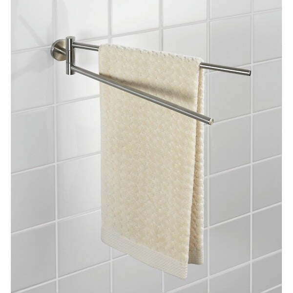 WENKO - Porte-serviettes mural acier inoxydable Bosio Argent 2 bras - large