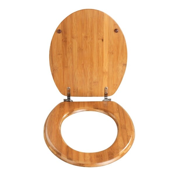 WENKO - Abattant WC bambou foncé - Bois massif - large
