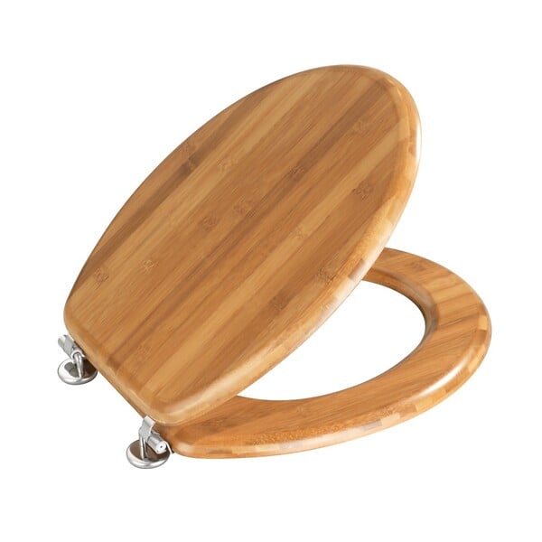 WENKO - Abattant WC bambou foncé - Bois massif - large