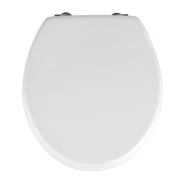 WENKO - Abattant WC MDF Prima Blanc - Fixation inox réglable - large