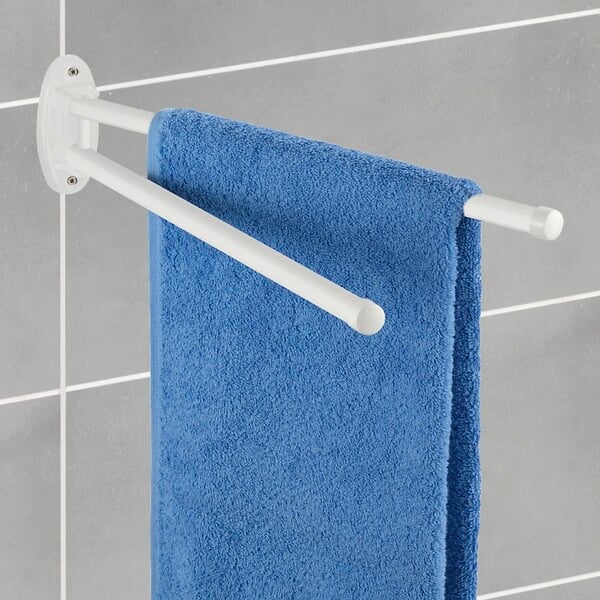 WENKO - Porte-serviettes acier Basic Blanc 2 bras - large
