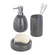WENKO - Distributeur de savon en céramique - Polaris - Gris - 390 ml - vignette