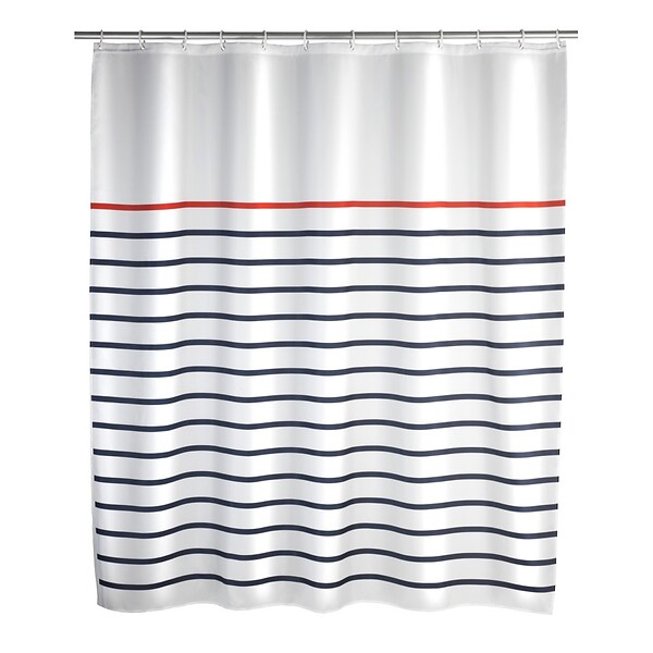 WENKO - Rideau de douche 180x200 cm Marine blanc - large