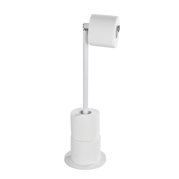 WENKO - Porte-papier WC sur pied - Blanc mat - Acier - 4 rouleaux - large