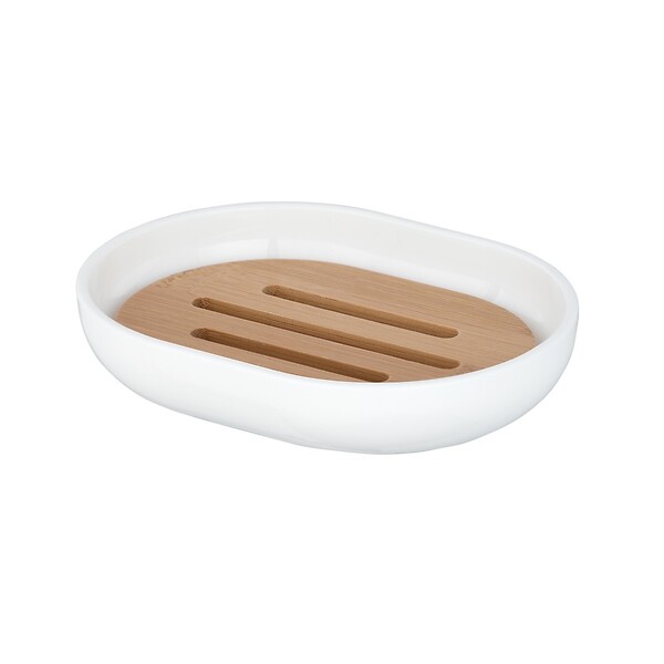 WENKO - Porte-savon bambou Posa Blanc - large