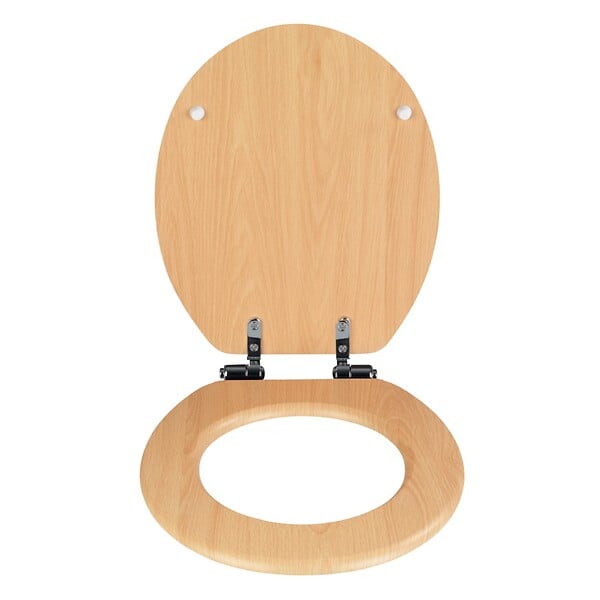WENKO - Abattant toilettes - Fix-Clip - Easy Close - Hêtre naturel - large