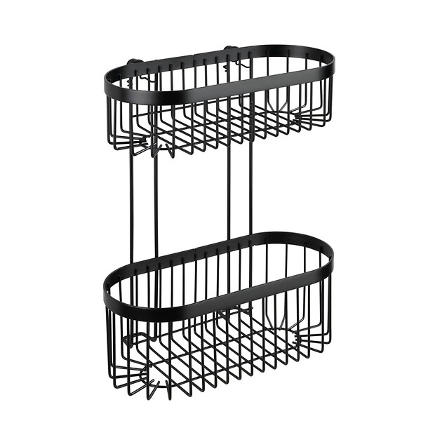 WENKO - Étagère murale acier inoxydable Classic Plus Noir 2 niveaux - large