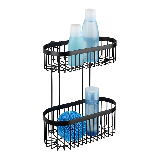 WENKO - Étagère murale acier inoxydable Classic Plus Noir 2 niveaux - large