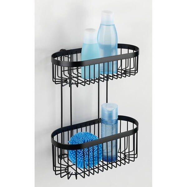 WENKO - Étagère murale acier inoxydable Classic Plus Noir 2 niveaux - large