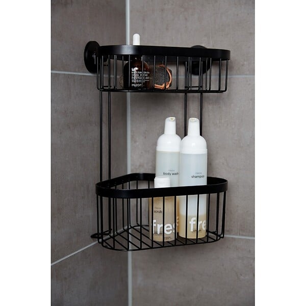 WENKO - Etagère deux niveaux Classic Plus noire - large