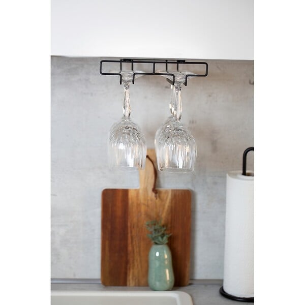 WENKO - Porte-verres pour étagère Klea noir - large