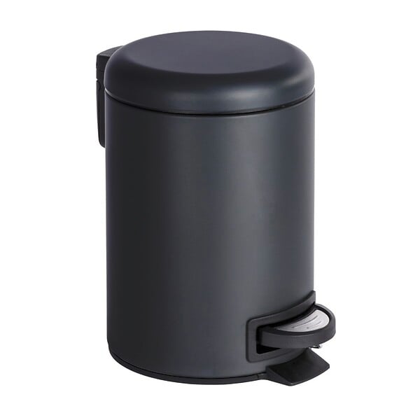 WENKO - Poubelle à pédale Leamn 3L noir mat - large