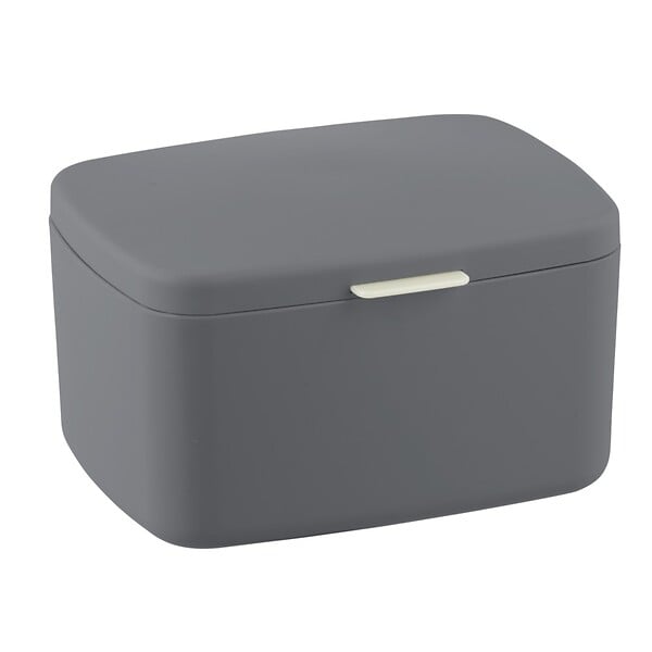 WENKO - Boîte SDB avec couvercle - Plastique - Anthracite - 19,5cm - large