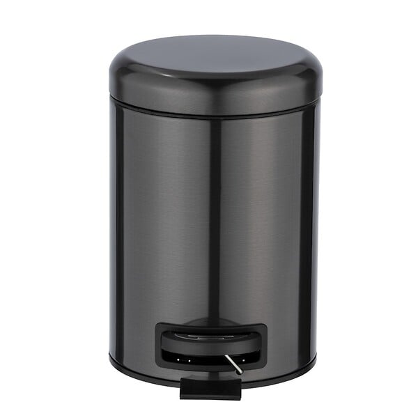 WENKO - Poubelle pédale Leman inox métal noir 3L - large