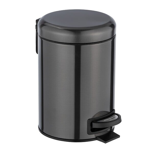 WENKO - Poubelle pédale Leman inox métal noir 3L - large