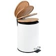 WENKO - Poubelle à pédale - Acier et bambou - Tortona - Blanc - 3L - vignette