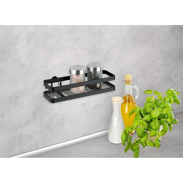 WENKO - Porte-épices mural Gala - Noir - 4 pots - H.5,5xL.22xP.7cm - large