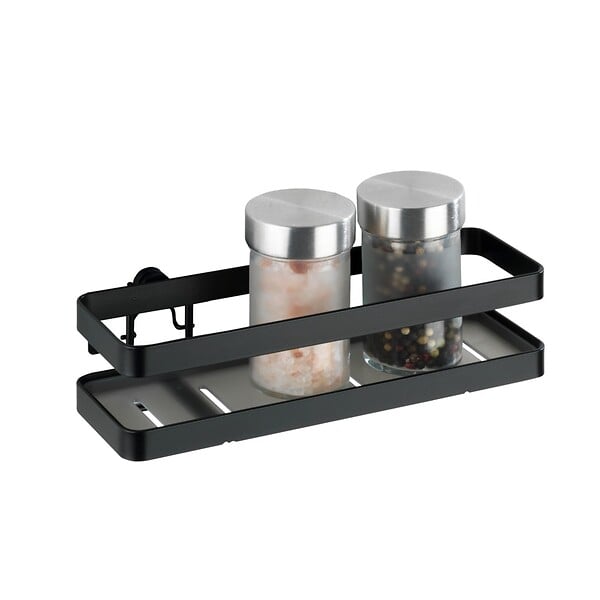 WENKO - Porte-épices mural Gala - Noir - 4 pots - H.5,5xL.22xP.7cm - large