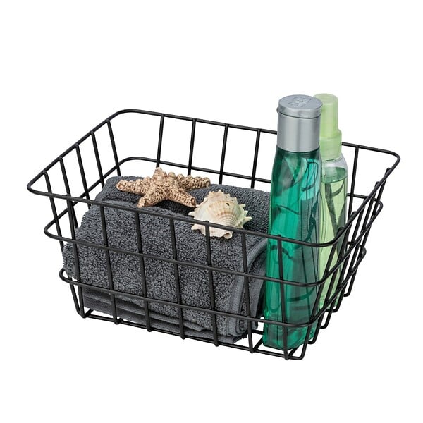 WENKO - Corbeille de rangement métal Viana Noir mat - large