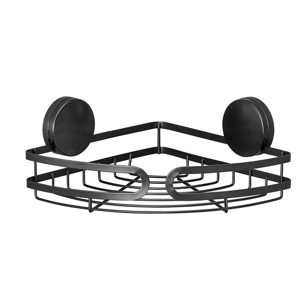 WENKO - Étagère d'angle - Acier - Static-Loc - Noir - Sans perçage - large