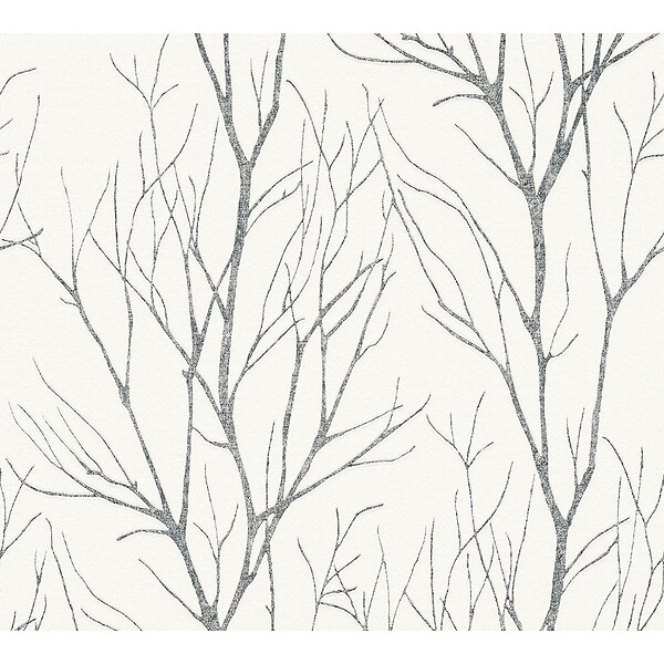 AS CREATION - Papier peint intissé silhouette - Blanc argent - large