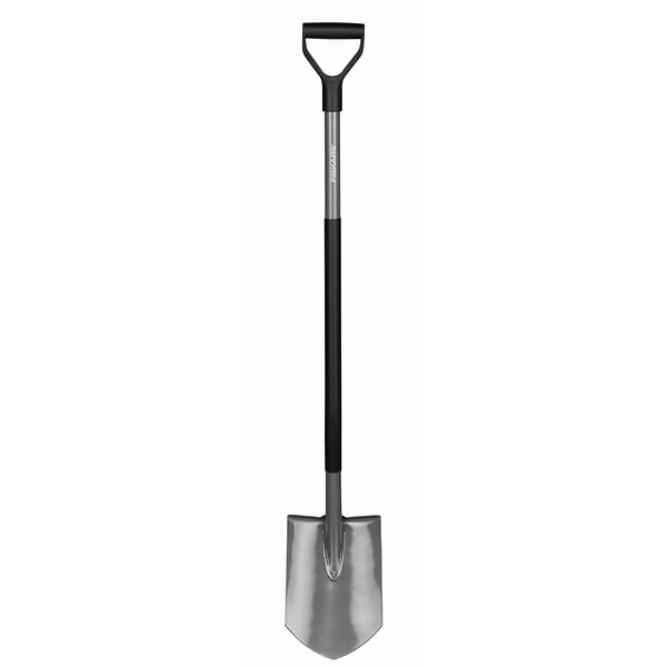 FISKARS - Bêche Ergonomic à bord pointu manche métal poignée D - large