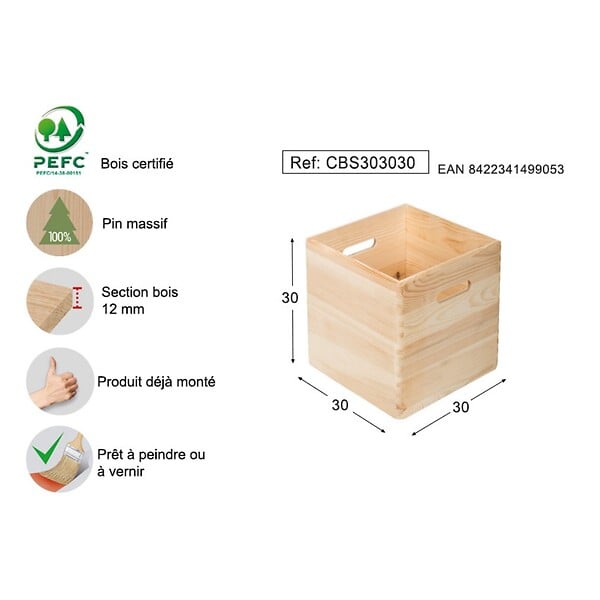 ASTIGARRAGA KIT LINE - Caisse -  Pin - 30x30x30cm - large