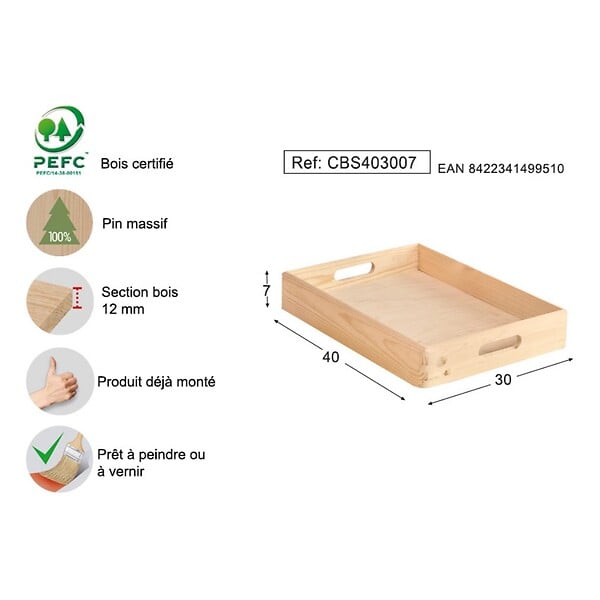 ASTIGARRAGA KIT LINE - Caisse en pin 40x30x07cm - large